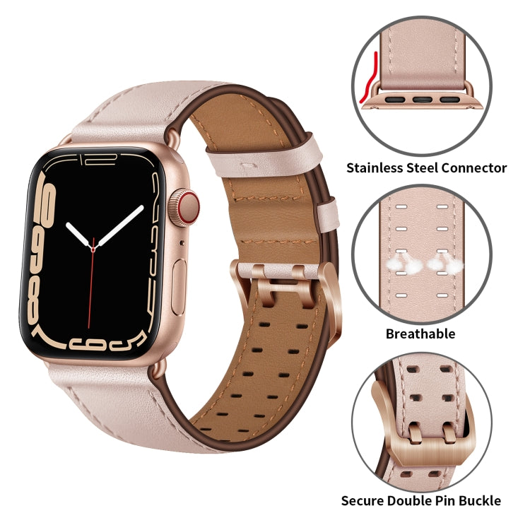 Cinturino in pelle con doppia fibbia per Apple Watch Series, 7 41mm / 6&SE&5&4 40mm / 3&2&1 38mm, 7 45mm / 6&SE&5&4 44mm / 3&2&1 42mm