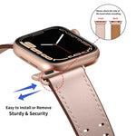 Cinturino in pelle con doppia fibbia per Apple Watch Series, 7 41mm / 6&SE&5&4 40mm / 3&2&1 38mm, 7 45mm / 6&SE&5&4 44mm / 3&2&1 42mm