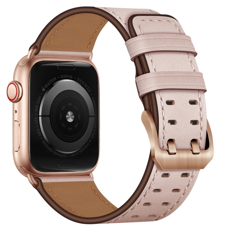 Cinturino in pelle con doppia fibbia per Apple Watch Series, 7 41mm / 6&SE&5&4 40mm / 3&2&1 38mm, 7 45mm / 6&SE&5&4 44mm / 3&2&1 42mm