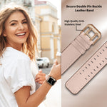 Cinturino in pelle con doppia fibbia per Apple Watch Series, 7 41mm / 6&SE&5&4 40mm / 3&2&1 38mm, 7 45mm / 6&SE&5&4 44mm / 3&2&1 42mm