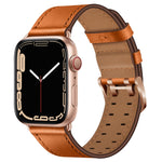 Cinturino in pelle con doppia fibbia per Apple Watch Series, 7 41mm / 6&SE&5&4 40mm / 3&2&1 38mm, 7 45mm / 6&SE&5&4 44mm / 3&2&1 42mm