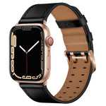 Cinturino in pelle con doppia fibbia per Apple Watch Series, 7 41mm / 6&SE&5&4 40mm / 3&2&1 38mm, 7 45mm / 6&SE&5&4 44mm / 3&2&1 42mm