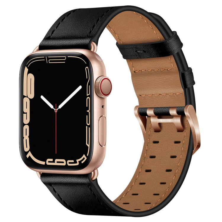 Cinturino in pelle con doppia fibbia per Apple Watch Series, 7 41mm / 6&SE&5&4 40mm / 3&2&1 38mm, 7 45mm / 6&SE&5&4 44mm / 3&2&1 42mm