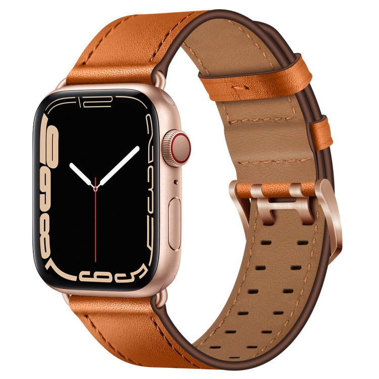 Cinturino in pelle con doppia fibbia per Apple Watch Series, 7 41mm / 6&SE&5&4 40mm / 3&2&1 38mm, 7 45mm / 6&SE&5&4 44mm / 3&2&1 42mm