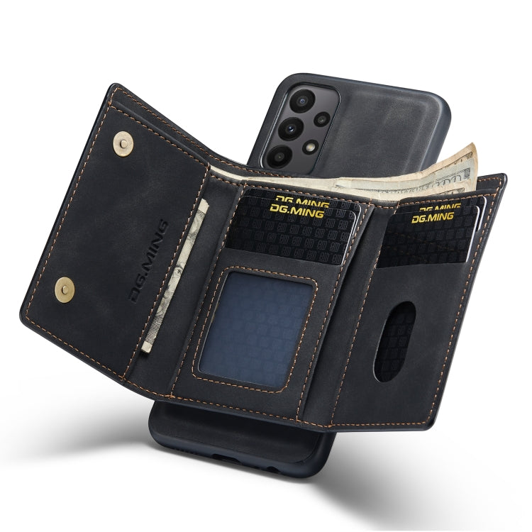 DG.MING M1 Series 3-Fold Multi Card Portafoglio + custodia magnetica per telefono, For Samsung Galaxy A23 5G