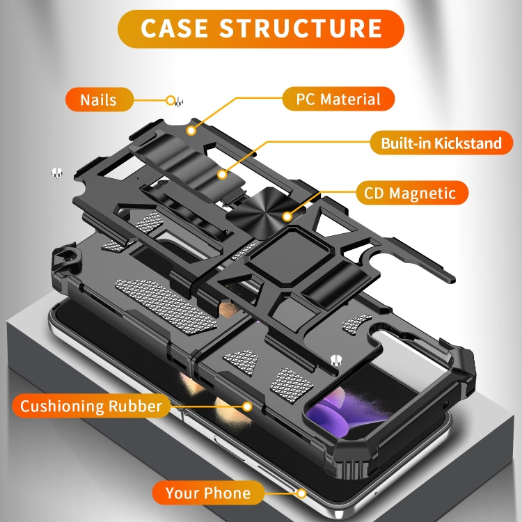 Armatura antiurto TPU + custodia protettiva magnetica per PC con supporto, For Samsung Galaxy Z Flip4