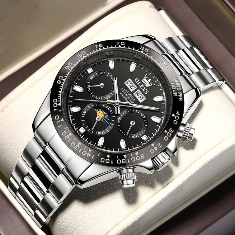 Orologio da uomo con movimento meccanico a quadrante multifunzione OLEVS 6654