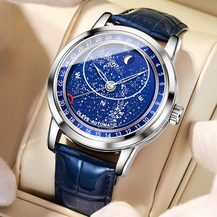 Orologio da uomo meccanico automatico con quadrante stellato luminoso OLEVS 9923