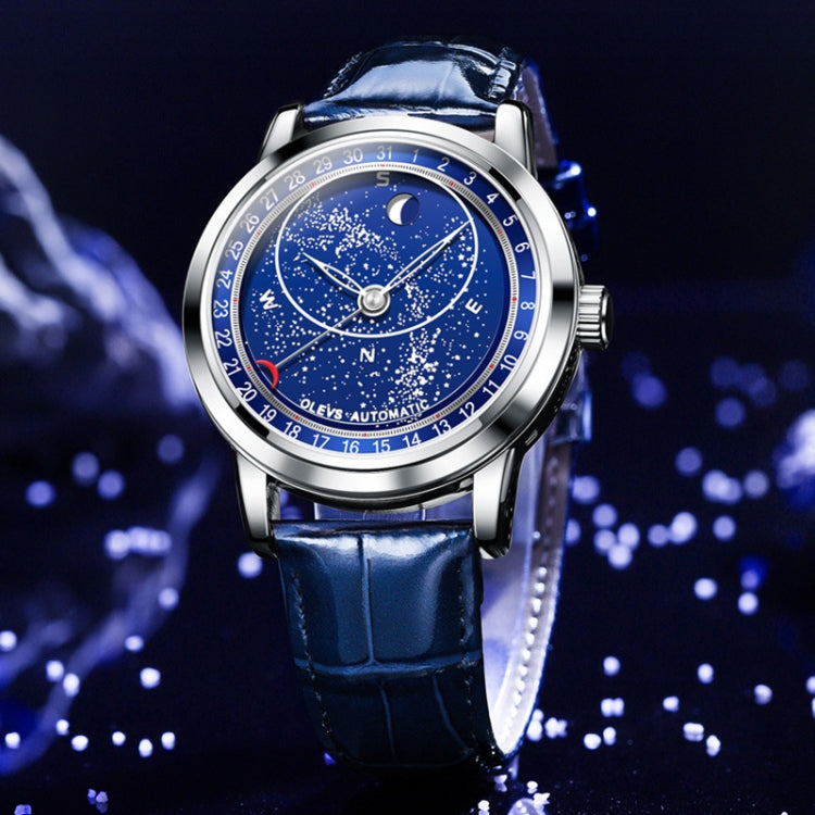 Orologio da uomo meccanico automatico con quadrante stellato luminoso OLEVS 9923