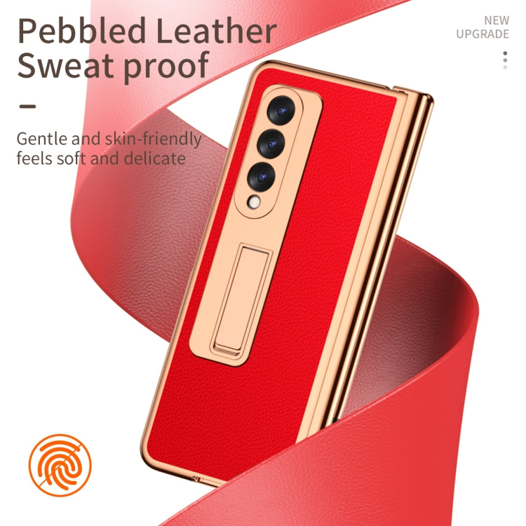 Custodia per telefono galvanizzata con cerniera in pelle texture Litchi con edizione S Pen Fold e pellicola protettiva, For Samsung Galaxy Z Fold3 5G
