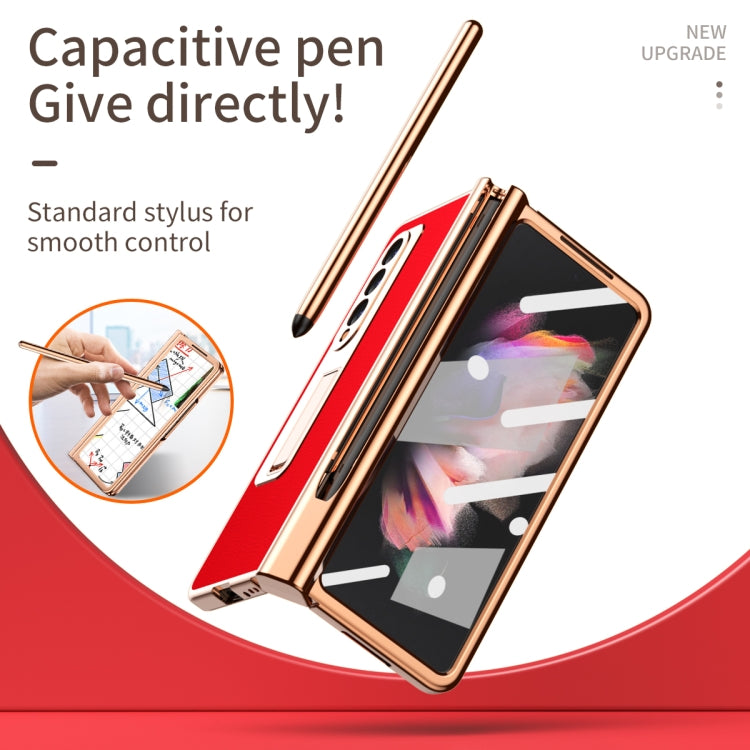 Custodia per telefono galvanizzata con cerniera in pelle texture Litchi con edizione S Pen Fold e pellicola protettiva, For Samsung Galaxy Z Fold3 5G