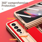 Custodia per telefono galvanizzata con cerniera in pelle texture Litchi con edizione S Pen Fold e pellicola protettiva, For Samsung Galaxy Z Fold3 5G
