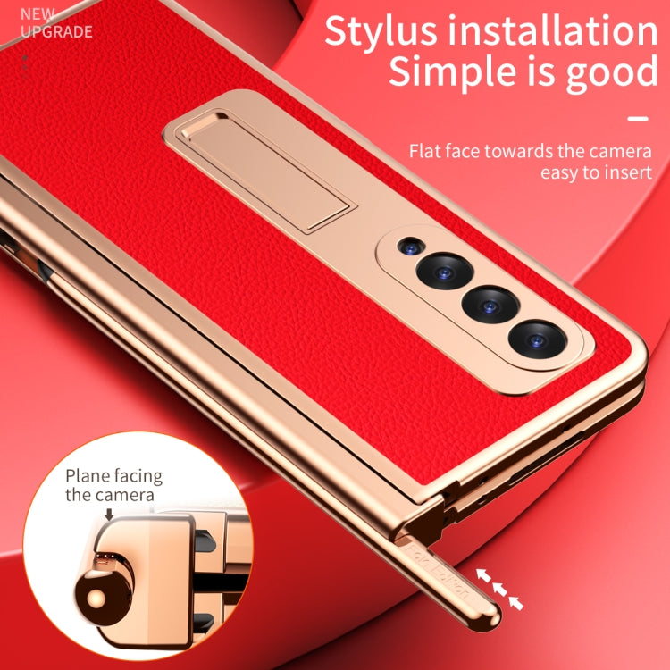 Custodia per telefono galvanizzata con cerniera in pelle texture Litchi con edizione S Pen Fold e pellicola protettiva, For Samsung Galaxy Z Fold3 5G
