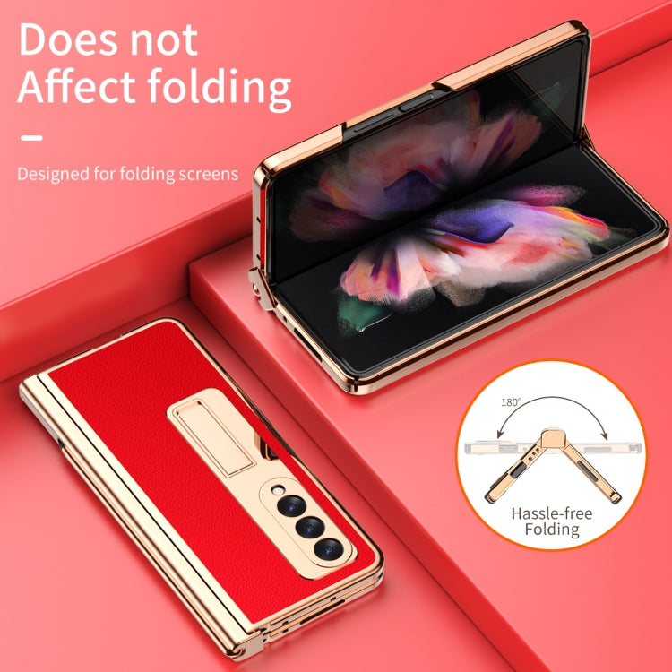 Custodia per telefono galvanizzata con cerniera in pelle texture Litchi con edizione S Pen Fold e pellicola protettiva, For Samsung Galaxy Z Fold3 5G
