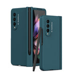 Custodia per telefono con cerniera Macaron con penna stilo pieghevole e pellicola protettiva, For Samsung Galaxy Z Fold3 5G