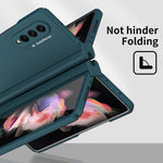 Custodia per telefono con cerniera Macaron con penna stilo pieghevole e pellicola protettiva, For Samsung Galaxy Z Fold3 5G