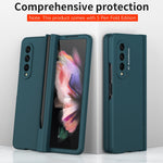 Custodia per telefono con cerniera Macaron con penna stilo pieghevole e pellicola protettiva, For Samsung Galaxy Z Fold3 5G
