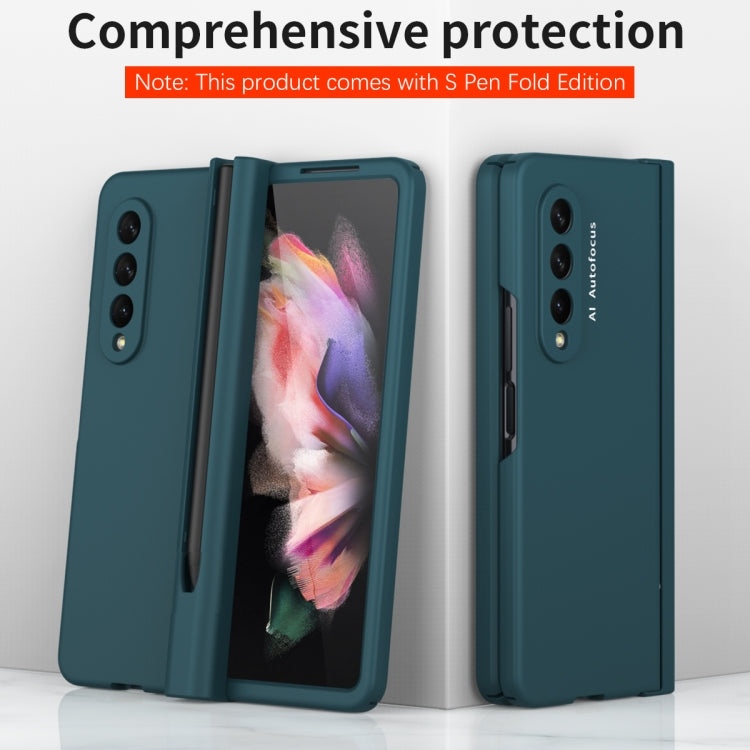 Custodia per telefono con cerniera Macaron con penna stilo pieghevole e pellicola protettiva, For Samsung Galaxy Z Fold3 5G