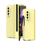 Custodia per telefono con cerniera Macaron con penna stilo pieghevole e pellicola protettiva, For Samsung Galaxy Z Fold3 5G