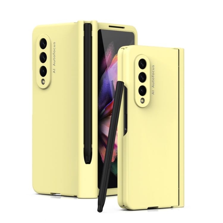 Custodia per telefono con cerniera Macaron con penna stilo pieghevole e pellicola protettiva, For Samsung Galaxy Z Fold3 5G