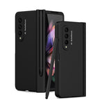 Custodia per telefono con cerniera Macaron con penna stilo pieghevole e pellicola protettiva, For Samsung Galaxy Z Fold3 5G