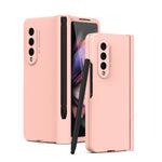 Custodia per telefono con cerniera Macaron con penna stilo pieghevole e pellicola protettiva, For Samsung Galaxy Z Fold3 5G