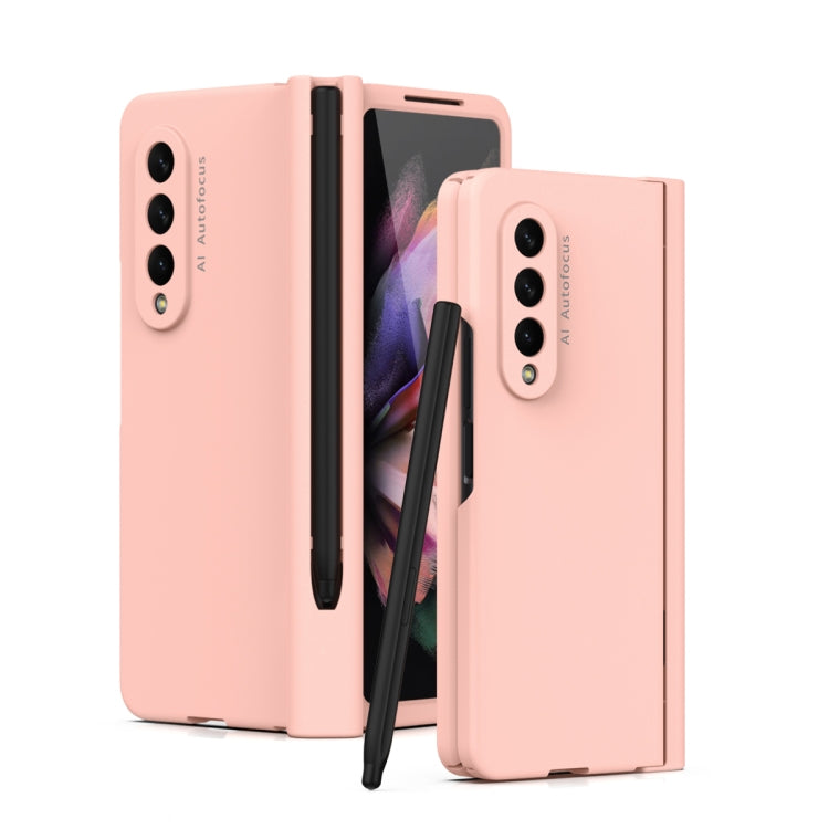 Custodia per telefono con cerniera Macaron con penna stilo pieghevole e pellicola protettiva, For Samsung Galaxy Z Fold3 5G