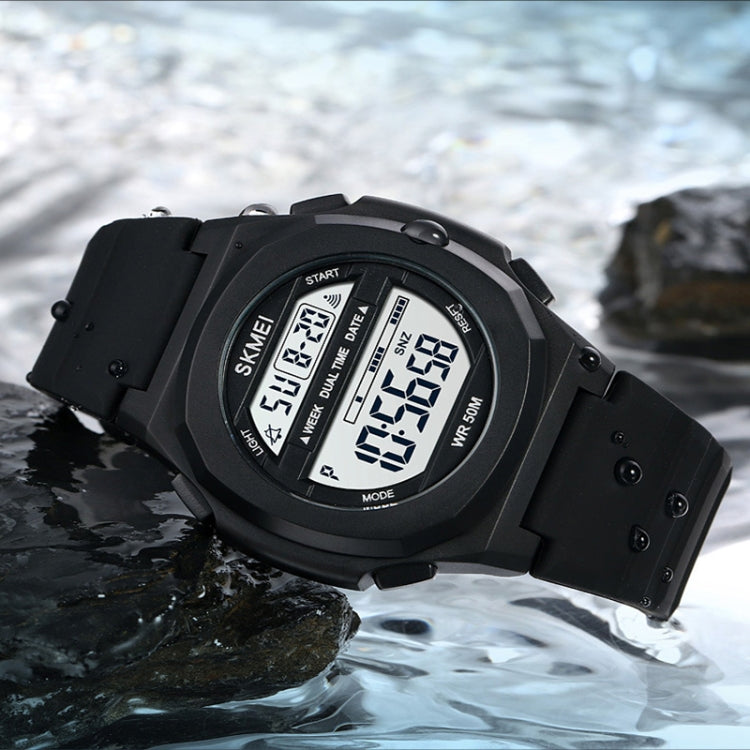 SKMEI 1821 Orologio elettronico con cinturino in silicone con fibbia in acciaio inossidabile