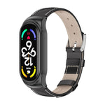 MIJOBS CS Custodia in metallo Cinturino per orologio in pelle bovina con strato superiore in vera pelle, For Xiaomi Mi Band 7 / 7 NFC