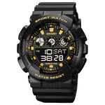 SKMEI 1857 Orologio elettronico impermeabile con cinturino in PU con fibbia in acciaio inossidabile