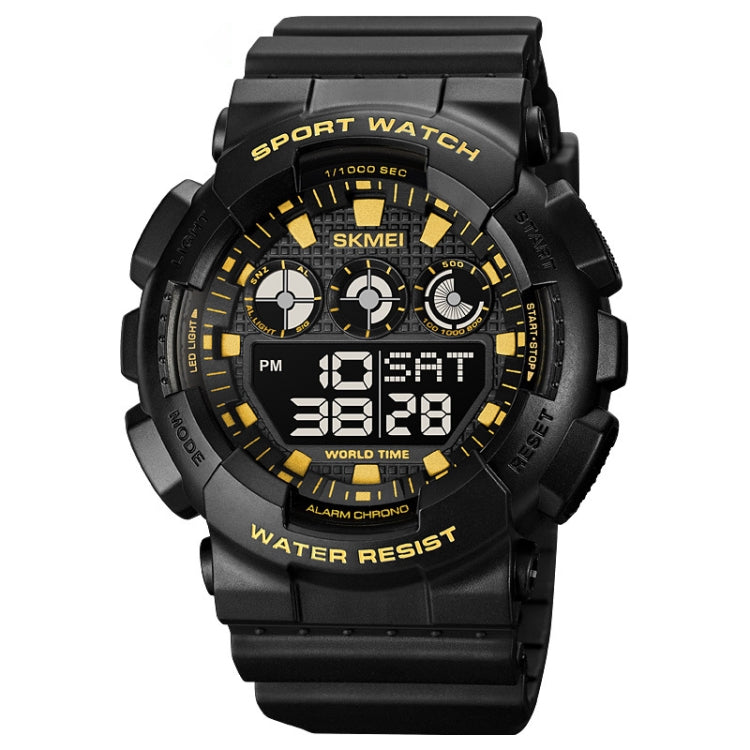 SKMEI 1857 Orologio elettronico impermeabile con cinturino in PU con fibbia in acciaio inossidabile
