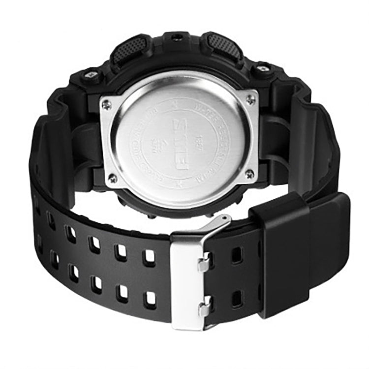 SKMEI 1857 Orologio elettronico impermeabile con cinturino in PU con fibbia in acciaio inossidabile