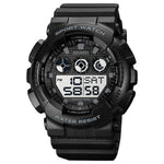 SKMEI 1857 Orologio elettronico impermeabile con cinturino in PU con fibbia in acciaio inossidabile