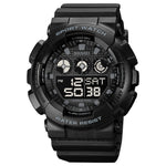 SKMEI 1857 Orologio elettronico impermeabile con cinturino in PU con fibbia in acciaio inossidabile