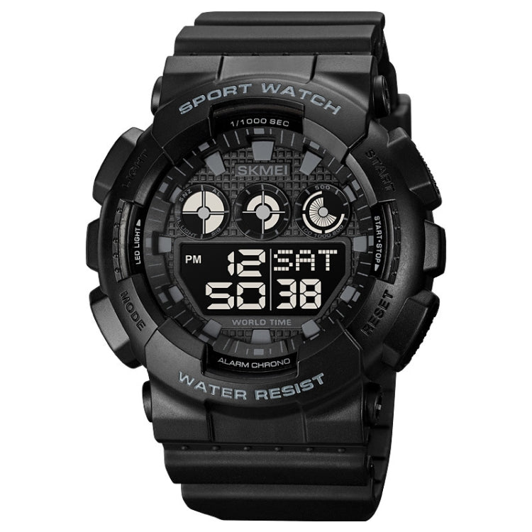 SKMEI 1857 Orologio elettronico impermeabile con cinturino in PU con fibbia in acciaio inossidabile