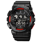 SKMEI 1857 Orologio elettronico impermeabile con cinturino in PU con fibbia in acciaio inossidabile