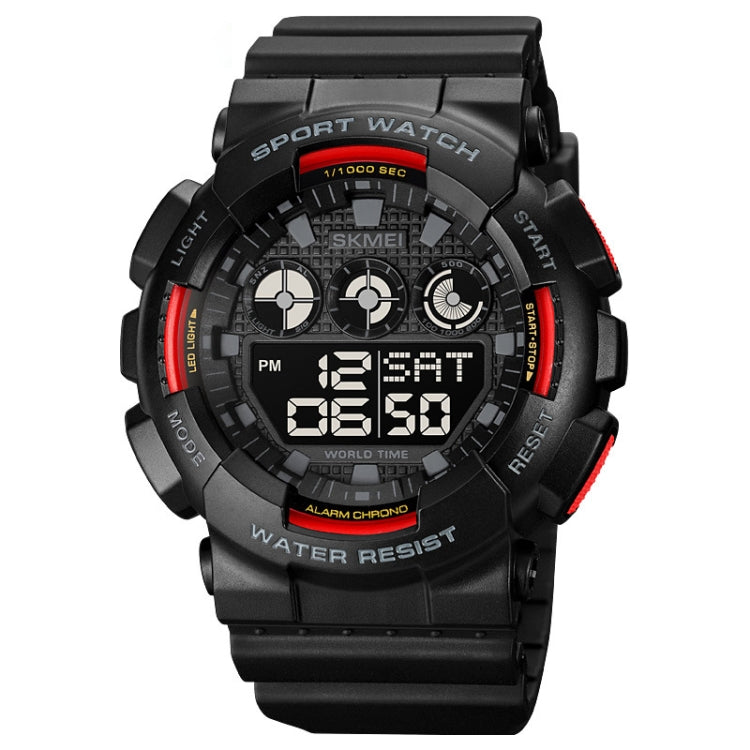 SKMEI 1857 Orologio elettronico impermeabile con cinturino in PU con fibbia in acciaio inossidabile