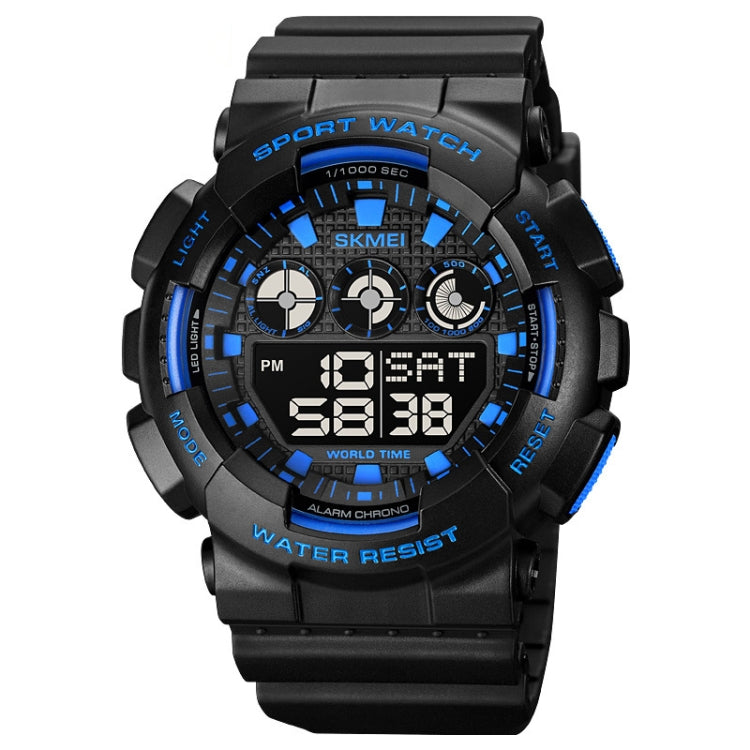 SKMEI 1857 Orologio elettronico impermeabile con cinturino in PU con fibbia in acciaio inossidabile