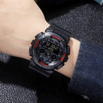 SKMEI 1857 Orologio elettronico impermeabile con cinturino in PU con fibbia in acciaio inossidabile