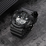SKMEI 1857 Orologio elettronico impermeabile con cinturino in PU con fibbia in acciaio inossidabile