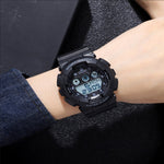 SKMEI 1857 Orologio elettronico impermeabile con cinturino in PU con fibbia in acciaio inossidabile