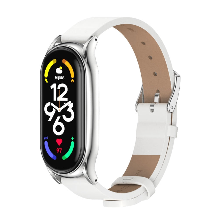 Cinturino per orologio in pelle microfibra con cassa in metallo MIJOBS Plus, For Xiaomi Mi Band 7 / 7 NFC