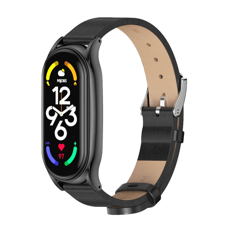 Cinturino per orologio in pelle microfibra con cassa in metallo MIJOBS Plus, For Xiaomi Mi Band 7 / 7 NFC