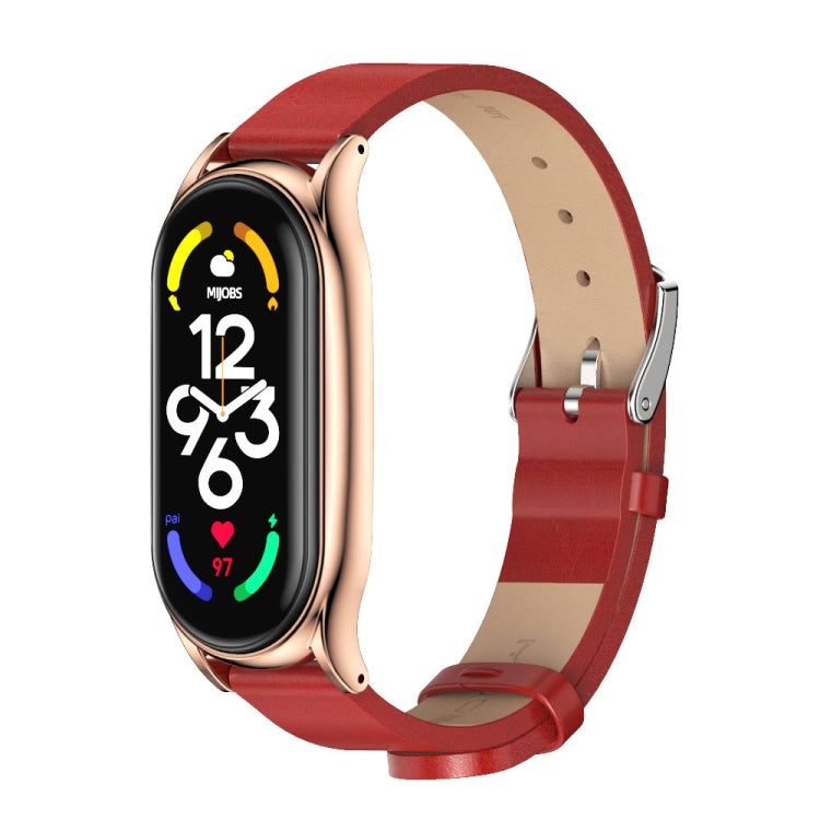 Cinturino per orologio in pelle microfibra con cassa in metallo MIJOBS Plus, For Xiaomi Mi Band 7 / 7 NFC
