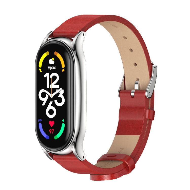 Cinturino per orologio in pelle microfibra con cassa in metallo MIJOBS Plus, For Xiaomi Mi Band 7 / 7 NFC