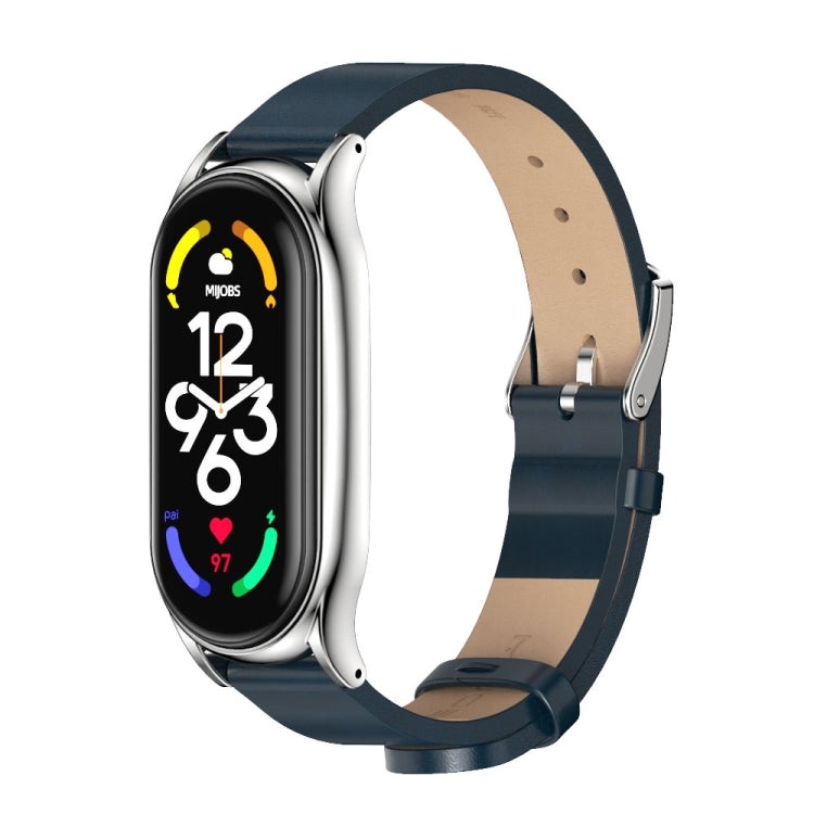 Cinturino per orologio in pelle microfibra con cassa in metallo MIJOBS Plus, For Xiaomi Mi Band 7 / 7 NFC