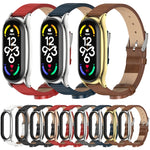Cinturino per orologio in pelle microfibra con cassa in metallo MIJOBS Plus, For Xiaomi Mi Band 7 / 7 NFC