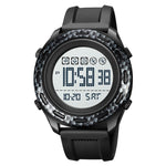 SKMEI 1872 Orologio elettronico impermeabile con cinturino in PU con fibbia in acciaio inossidabile, White, Black