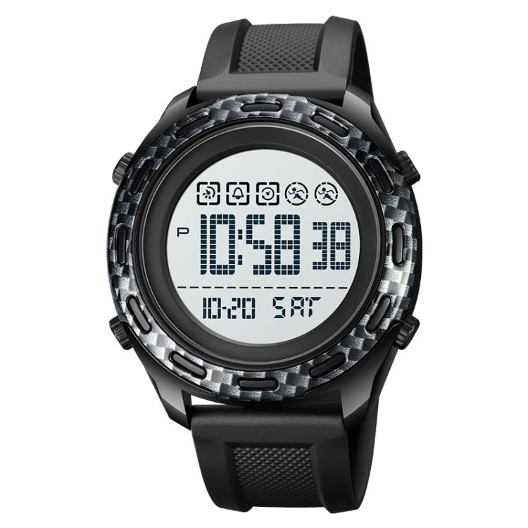 SKMEI 1872 Orologio elettronico impermeabile con cinturino in PU con fibbia in acciaio inossidabile, White, Black