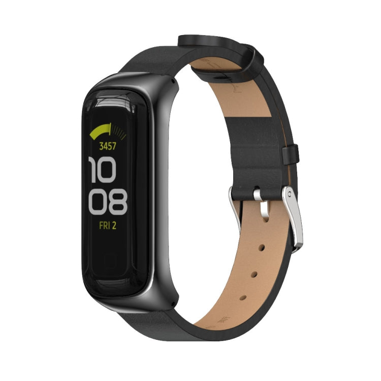 Cinturino per orologio in pelle microfibra con cassa in metallo MIJOBS, For Samsung Galaxy Fit 2